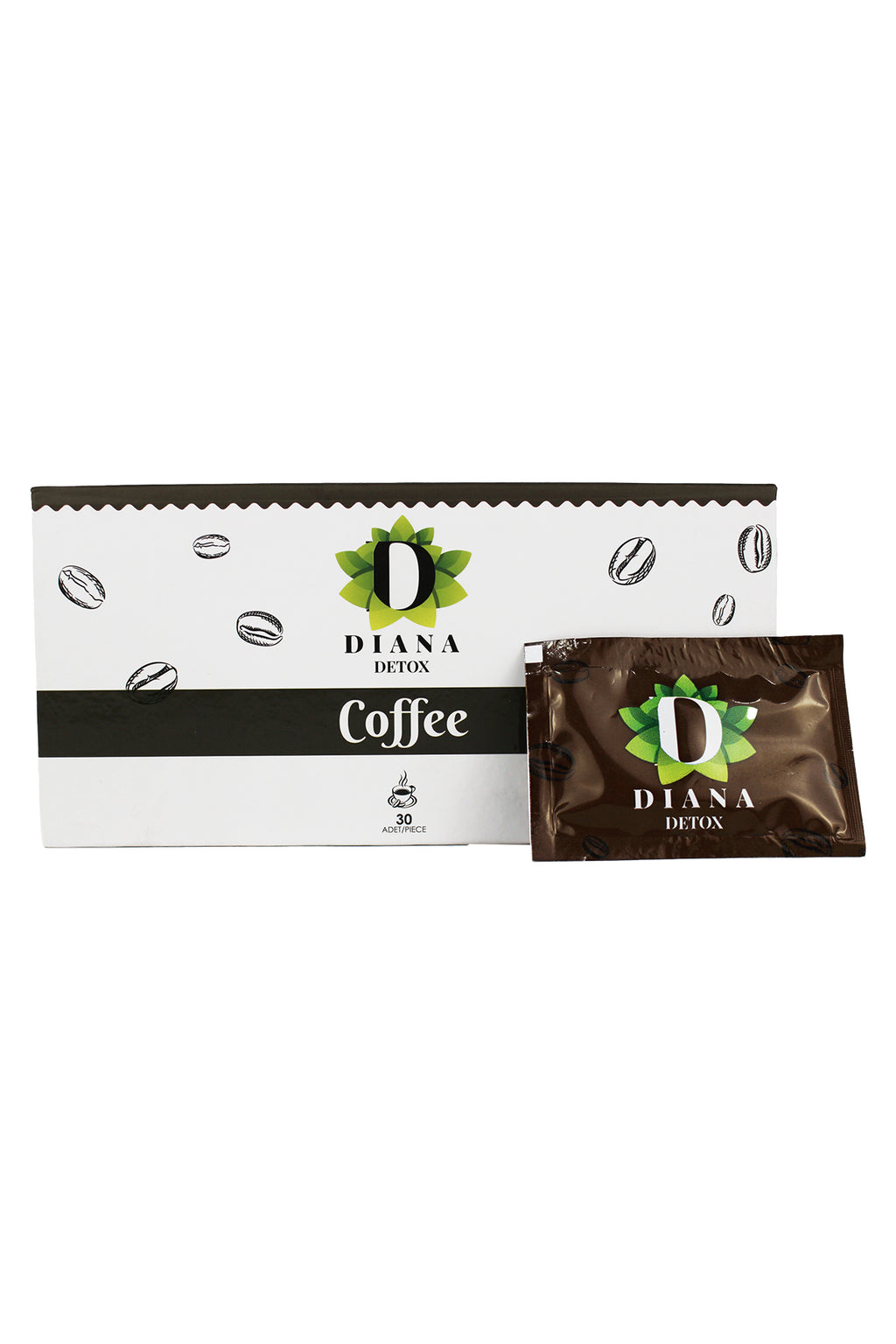 Diana Coffee box with an individual instant coffee sachet