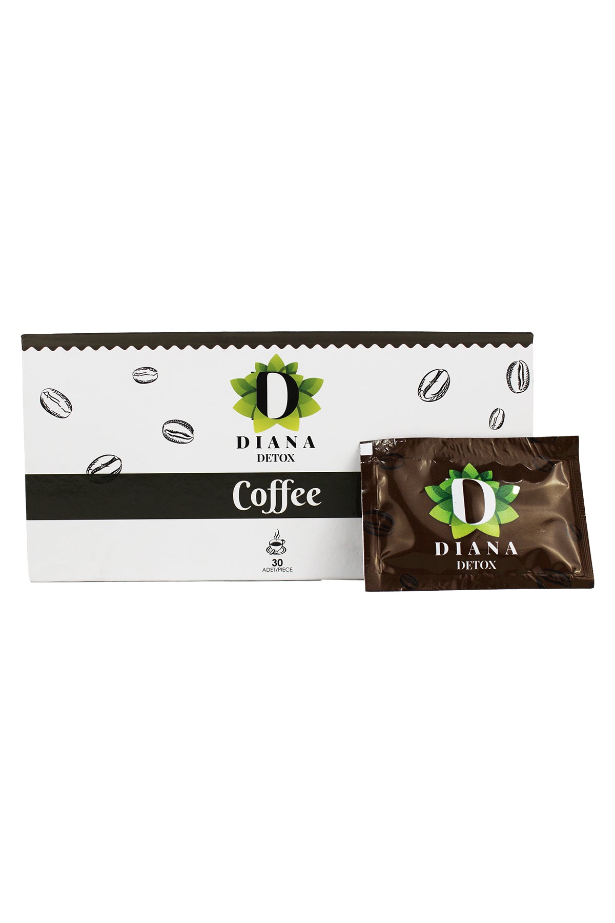 Diana Coffee box with an individual instant coffee sachet