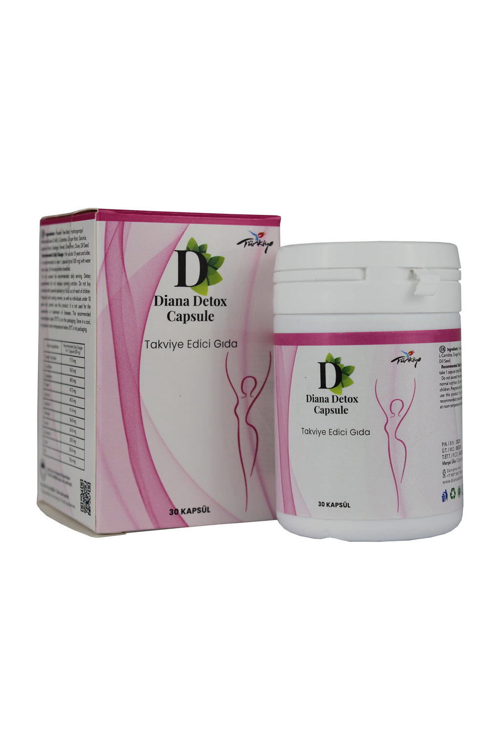Diana Detox Capsule bottle and box together, angled view