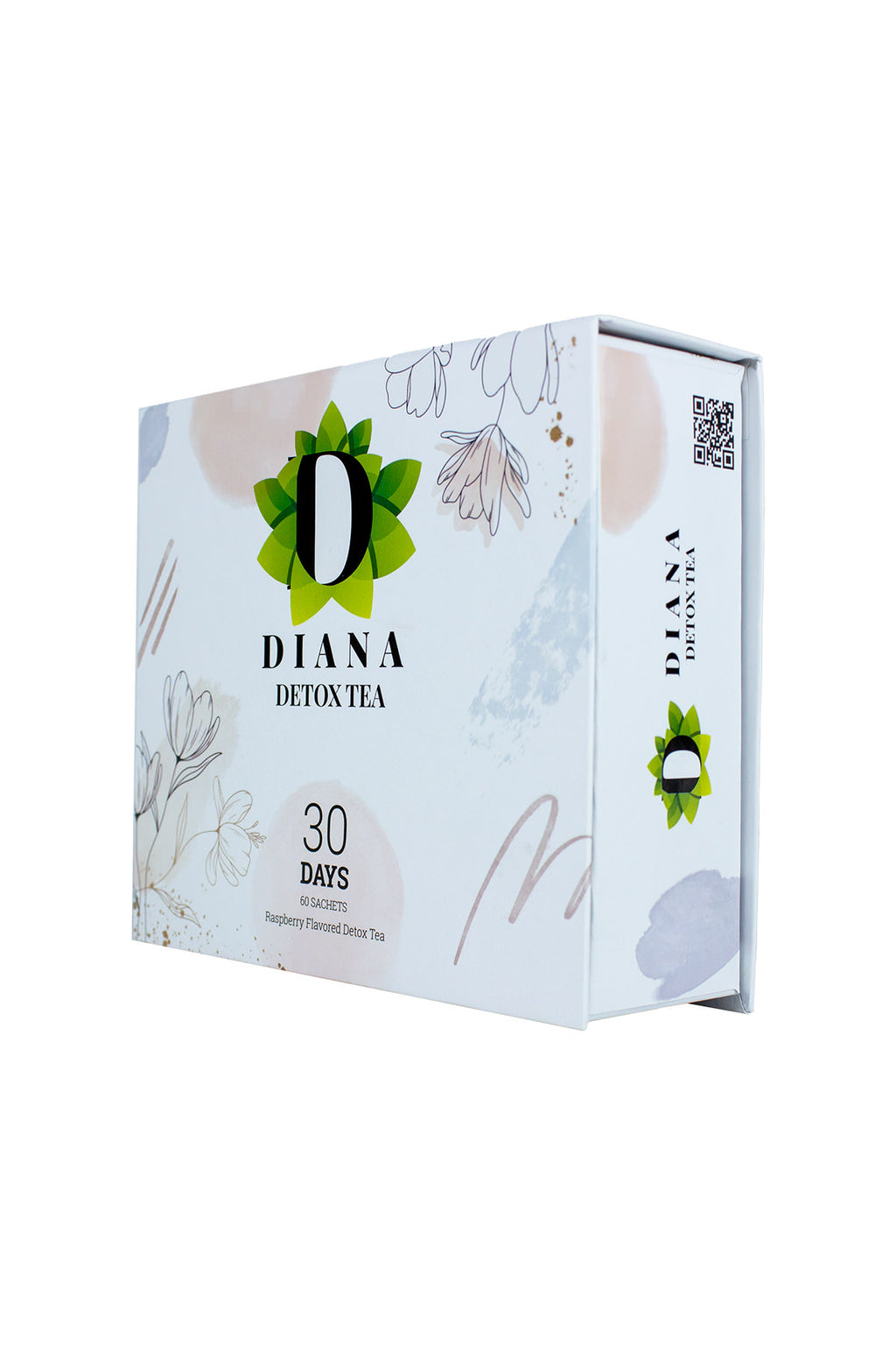 Diana Detox Tea box packaging, alternate angled view
