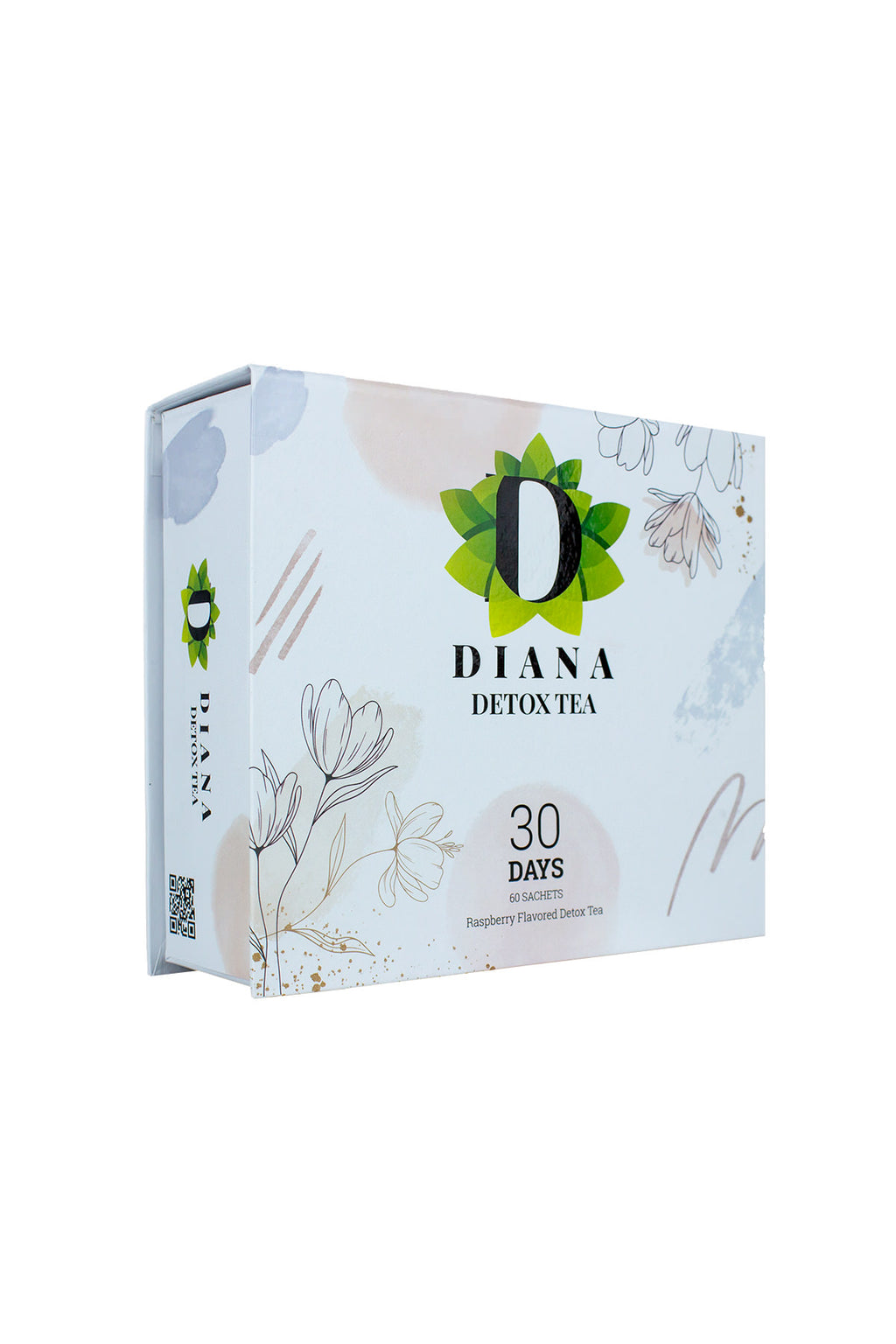 Diana Detox Tea box packaging, angled view