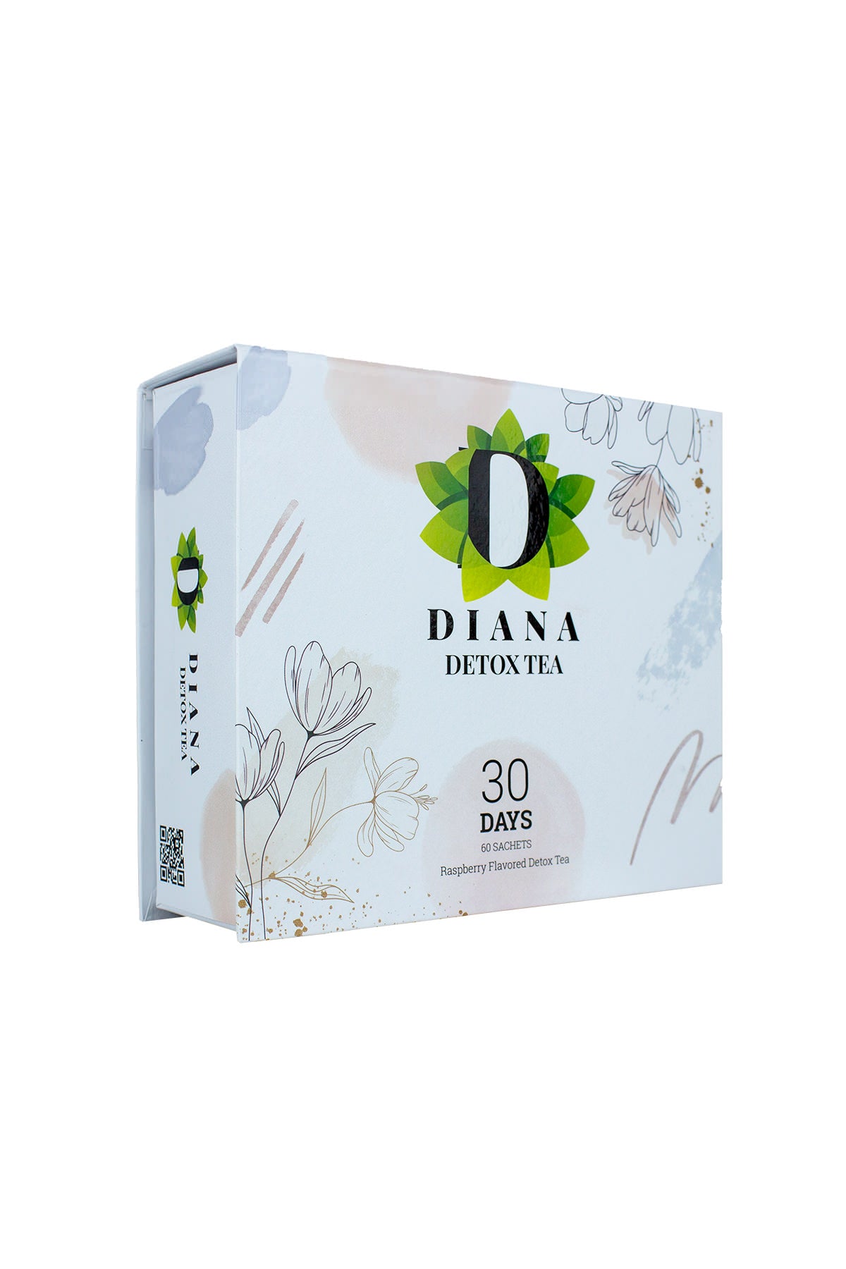 Diana Detox Tea box packaging, angled view