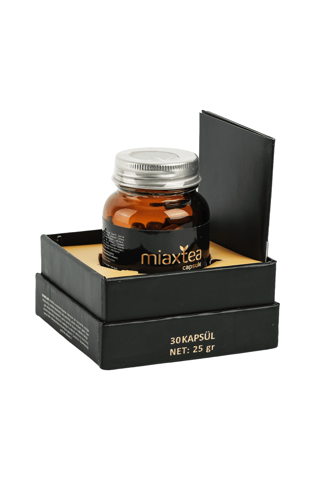 Miax Tea Detox Capsule box open showing capsule jar inside